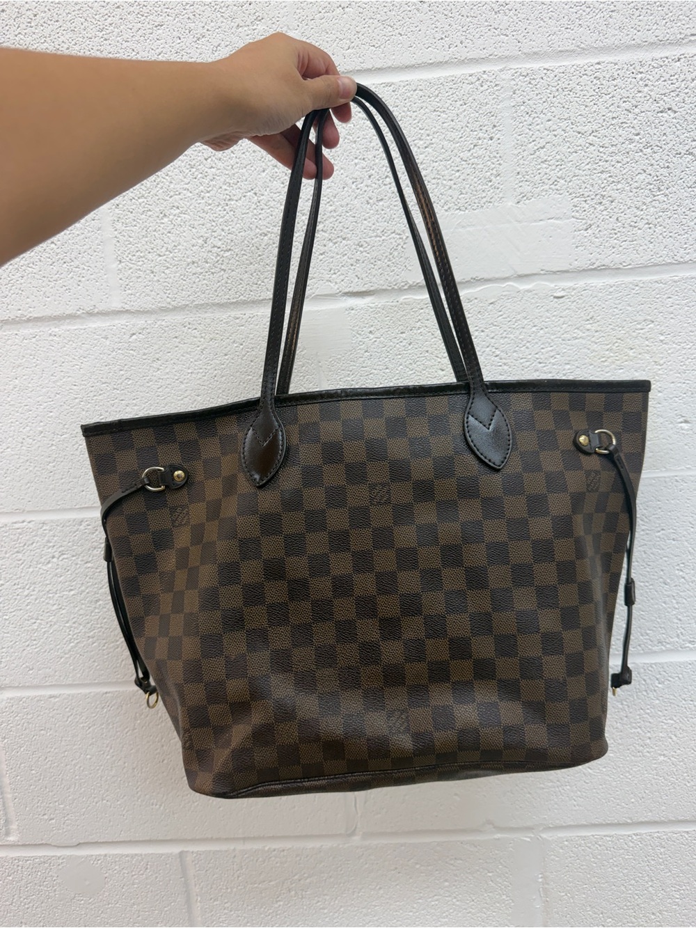Louis Vuitton Classic Brown Checkered Tote Bag neverfull MM